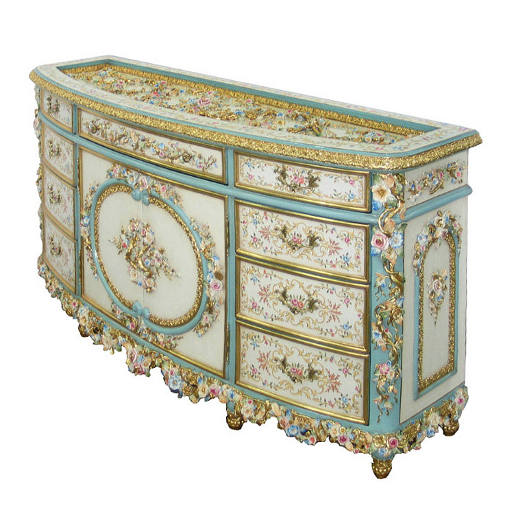Hand-Painted French-Style Storage Cabinet