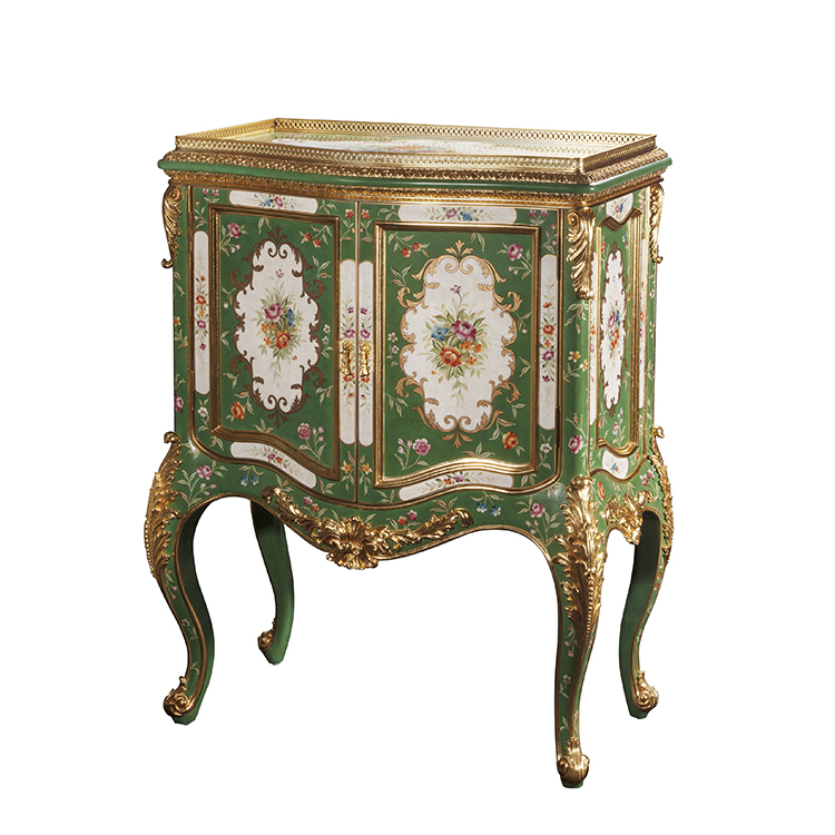 Hand-Painted French-Style Storage Cabinet
