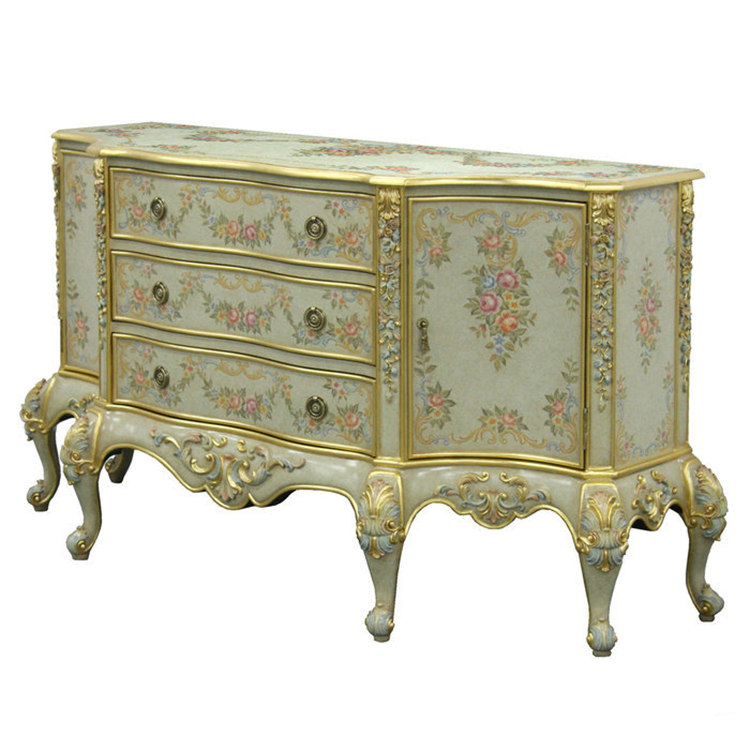 Hand-Painted French-Style Storage Cabinet