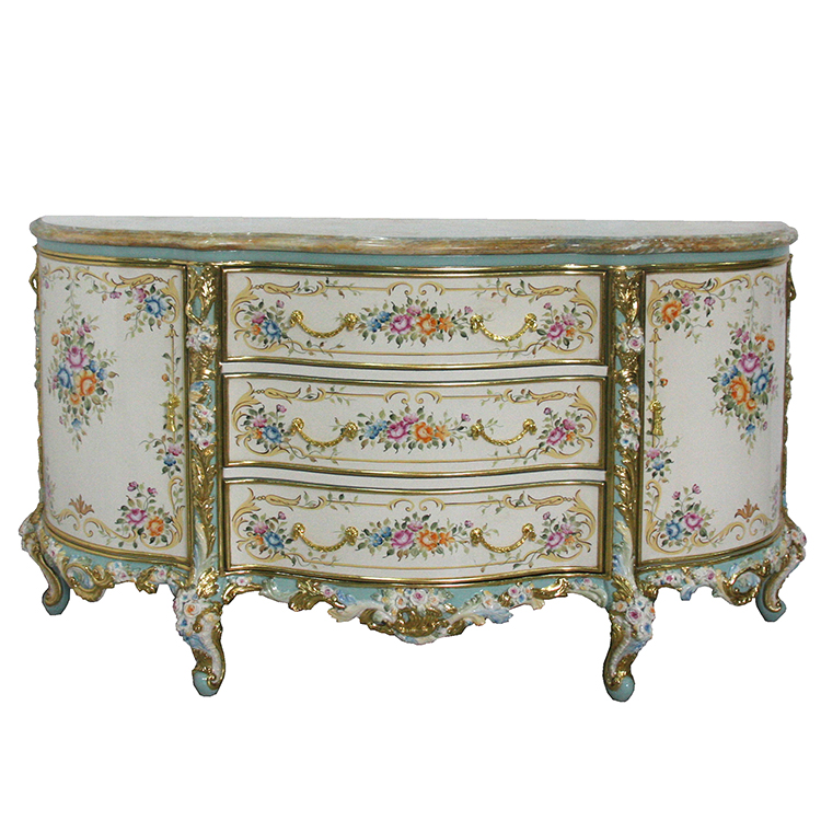 Hand-Painted French-Style Storage Cabinet