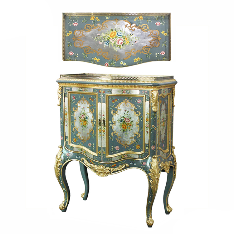 Hand-Painted French-Style Storage Cabinet