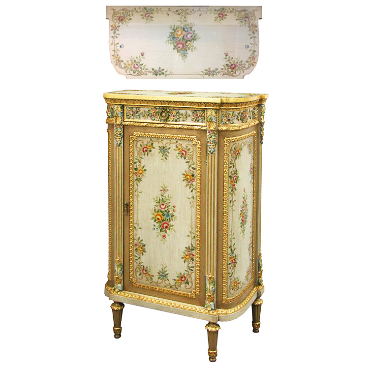 Hand-Painted French-Style Storage Cabinet