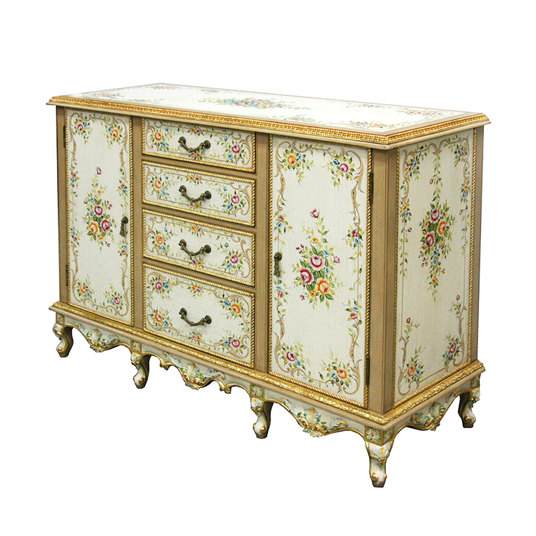 Hand-Painted French-Style Storage Cabinet