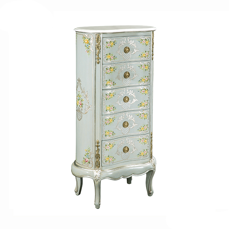 Hand-Painted French-Style Storage Cabinet
