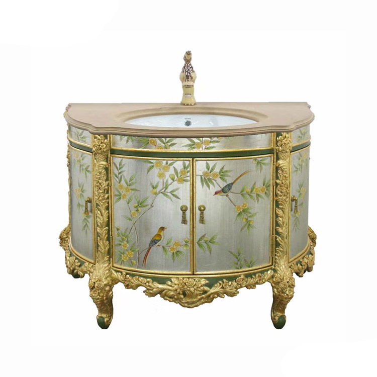 Hand-Painted French-Style Storage Cabinet