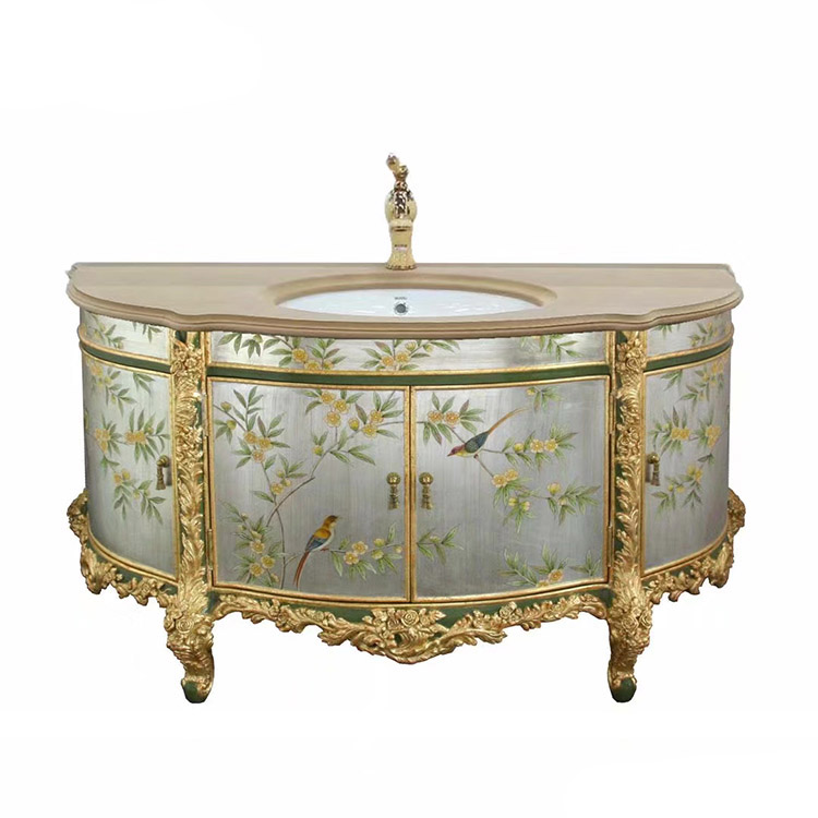 Hand-Painted French-Style Storage Cabinet