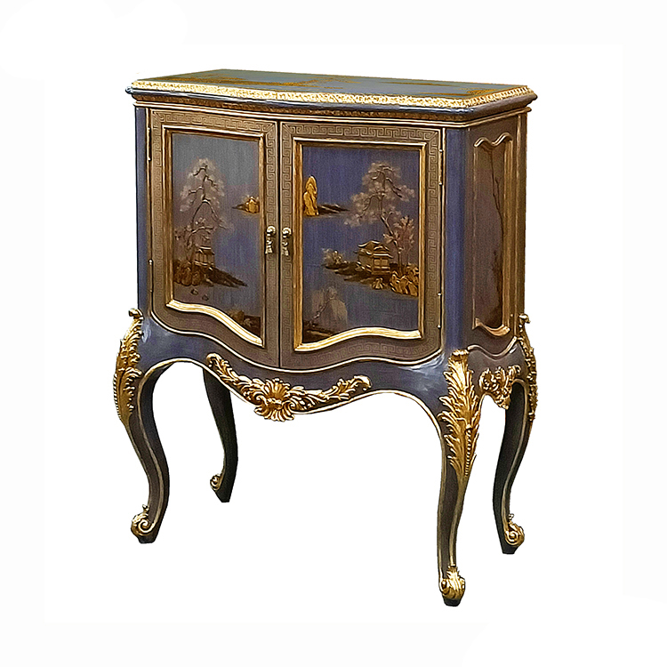 Hand-Painted French-Style Storage Cabinet