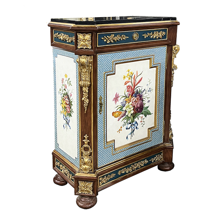 Hand-Painted French-Style Storage Cabinet