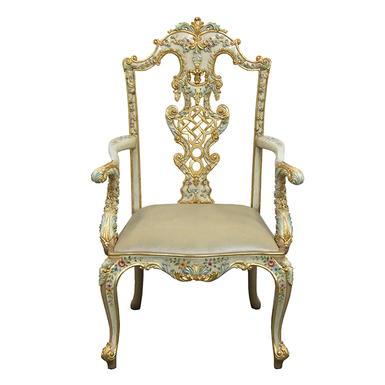 Gilded Hand-Painted Chinoiserie Armchair