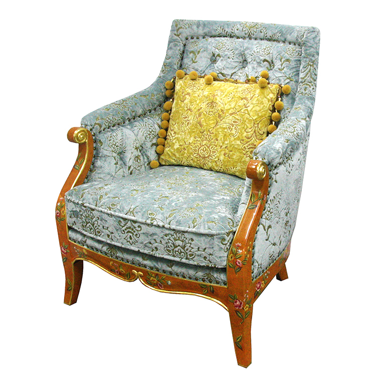 Gilded Hand-Painted Chinoiserie Armchair