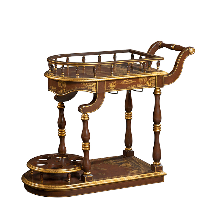 Hand-Painted Floral Tea Cart