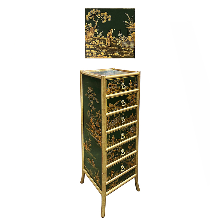 Gilded Hand-Painted French-Style Small Cabinet