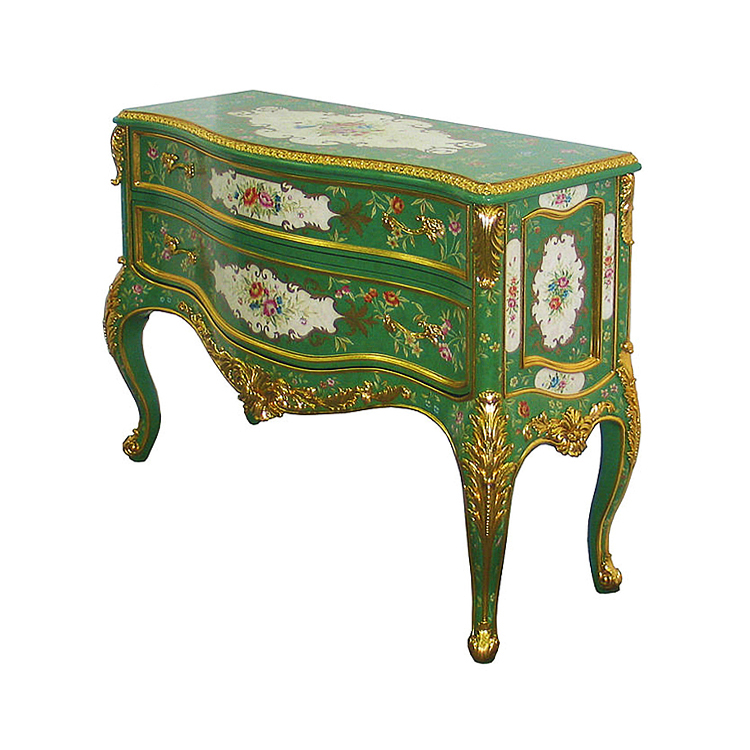 Hand-Painted Chinoiserie Entryway Cabinet