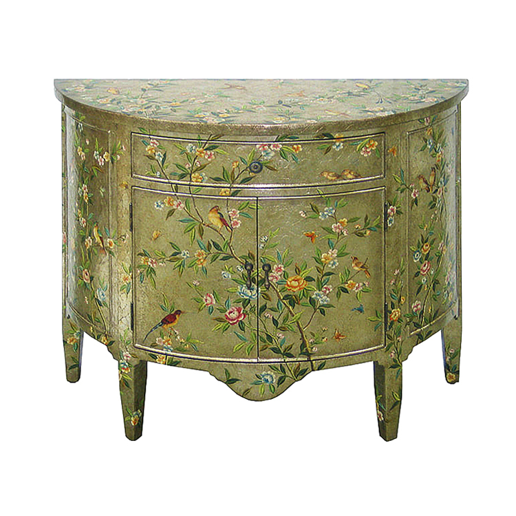 Hand-Painted Chinoiserie Entryway Cabinet
