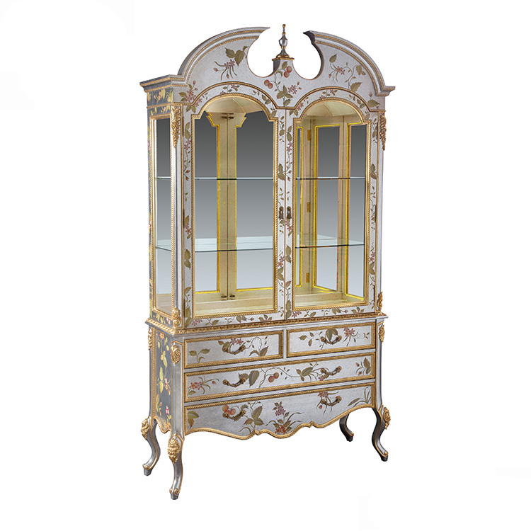 Gilded Hand-Painted Chinoiserie Display Cabinet