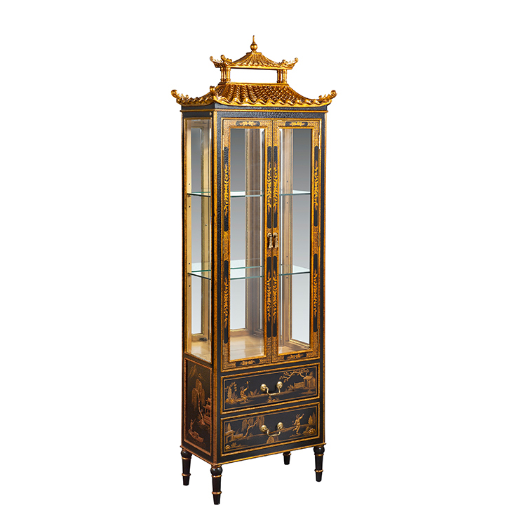 Gilded Hand-Painted Chinoiserie Display Cabinet