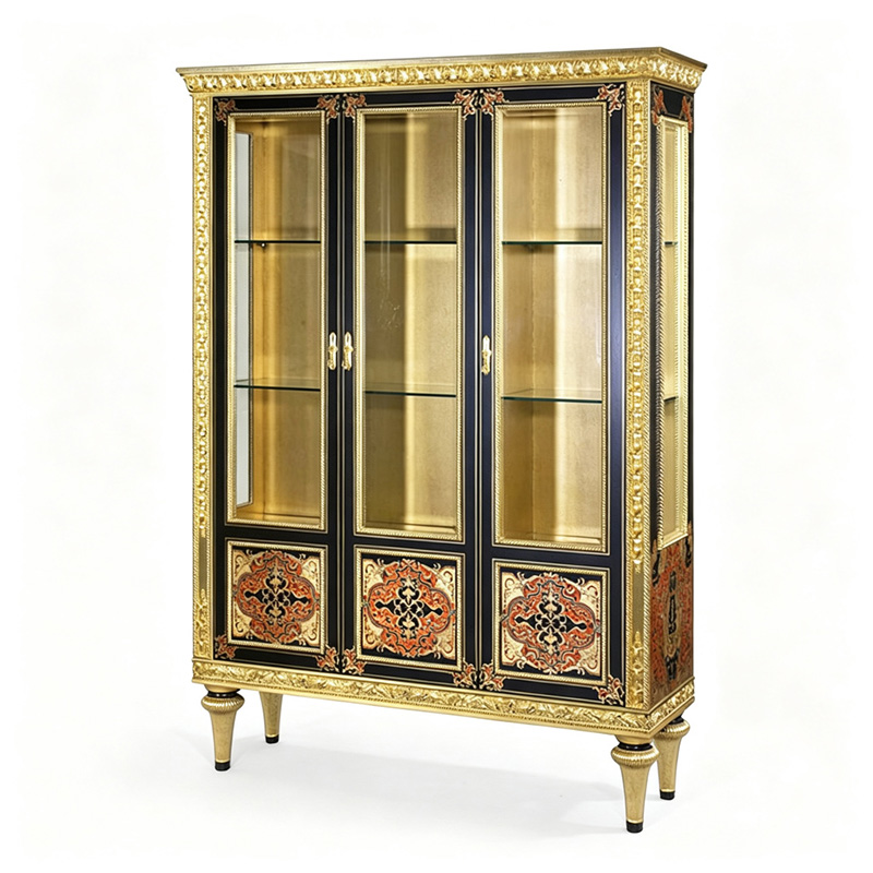 Royal Gilded French-Style Three-Door Wine Cabinet