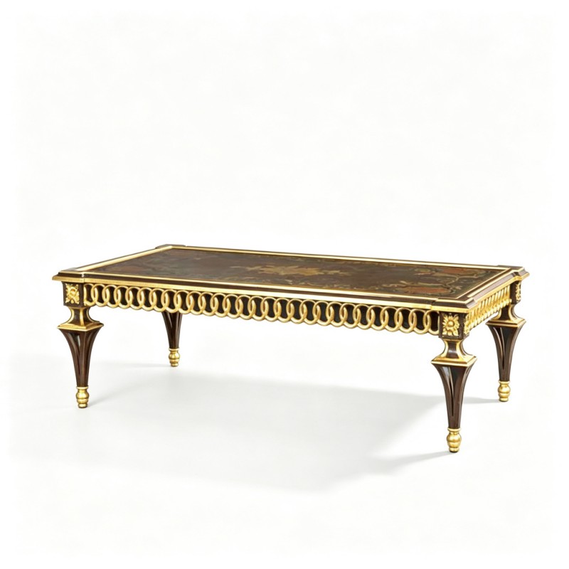 Gilded Classic French-Style Carved Coffee Table