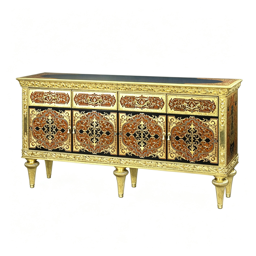 Royal Gilded French-Style Side Cabinet