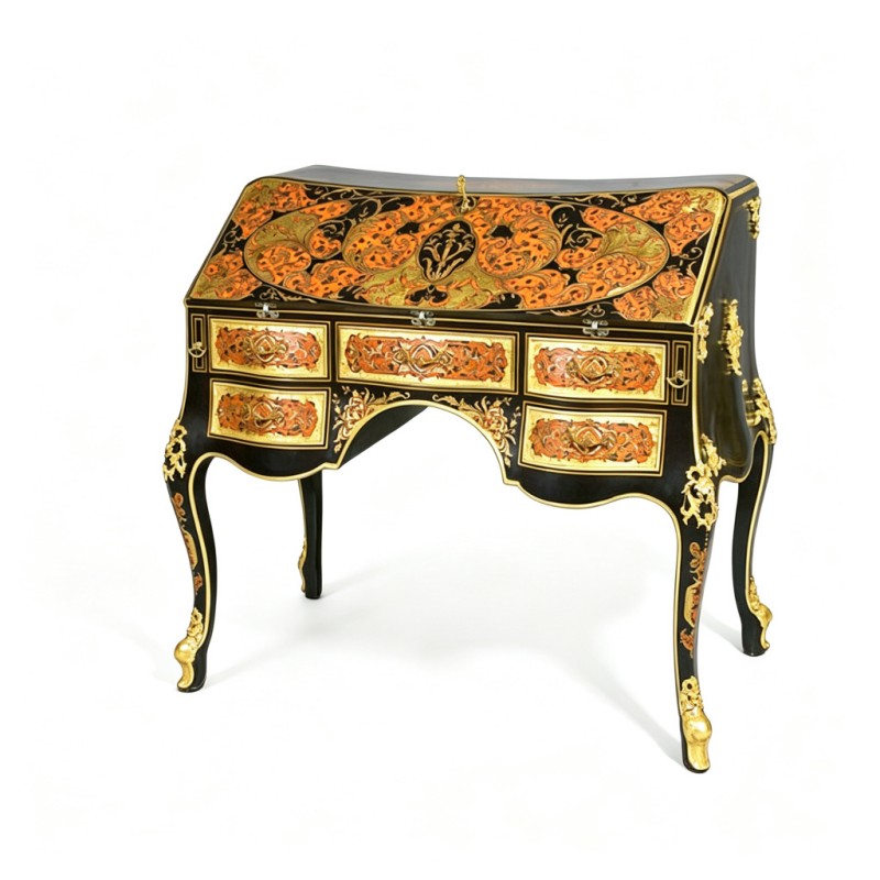 Classic French-Style Tortoiseshell Fall-Front Writing Desk