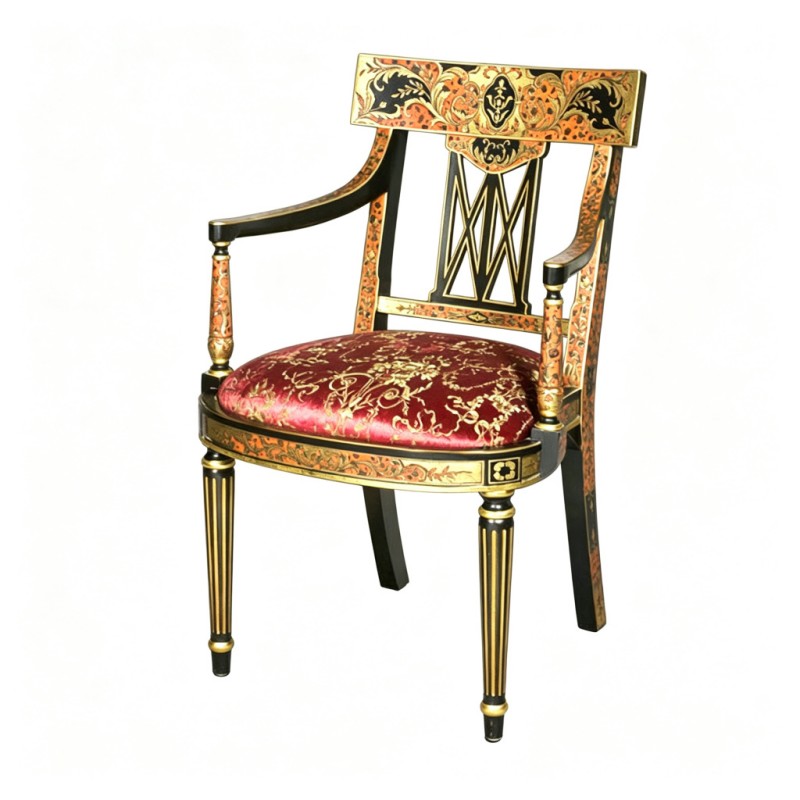 Classic French-Style Carved Upholstered Armchair