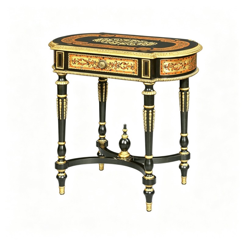 Gilt Classic French-Style Oval Side Table