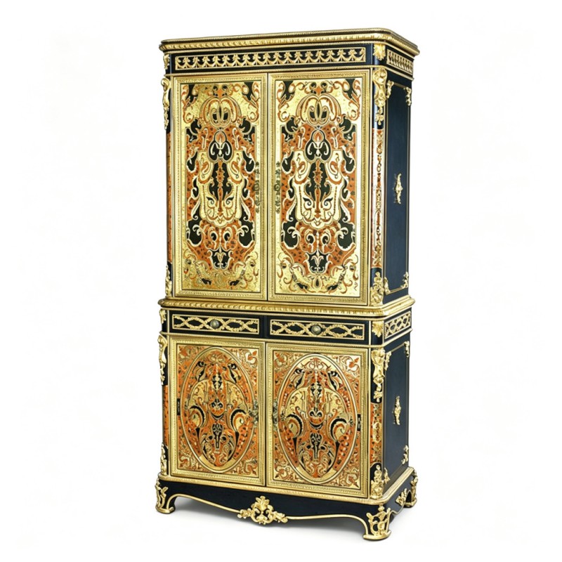 Classic French-Style Two-Tier Inlaid Storage Cabinet