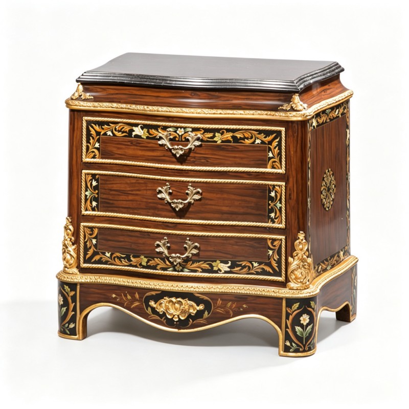 Gilded Classic French-Style Carved Three-Drawer Chest