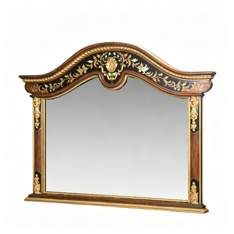 Classic French-Style Hand-Painted Carved Wall Mirror
