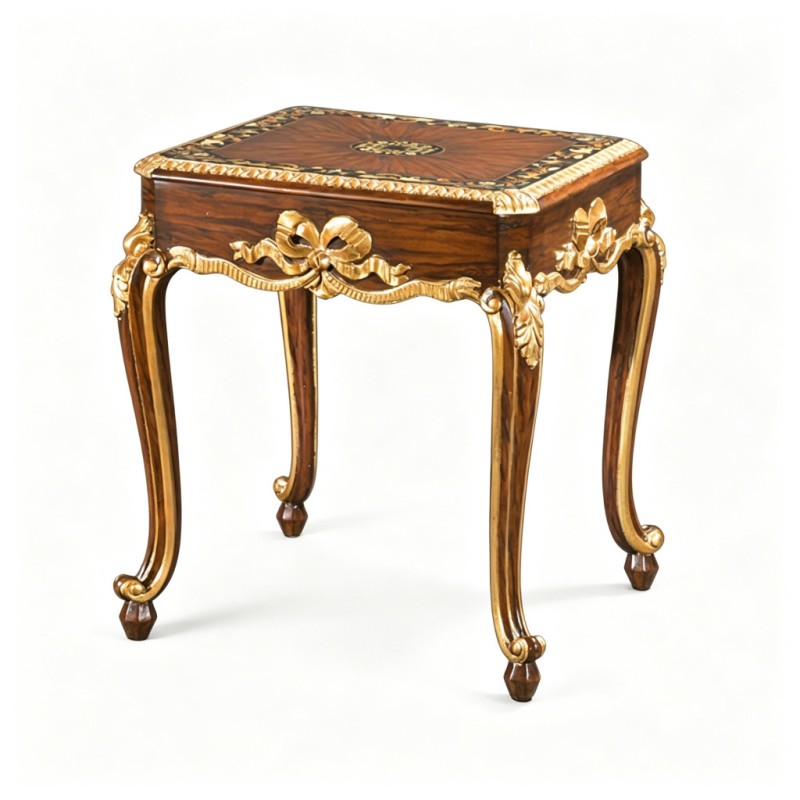 Classic French-Style Bow Carved Side Table