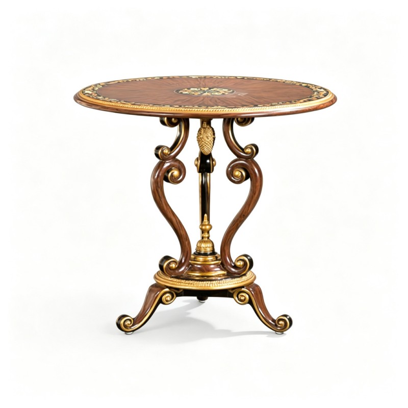 Classic French-Style Scroll Three-Leg Round Side Table