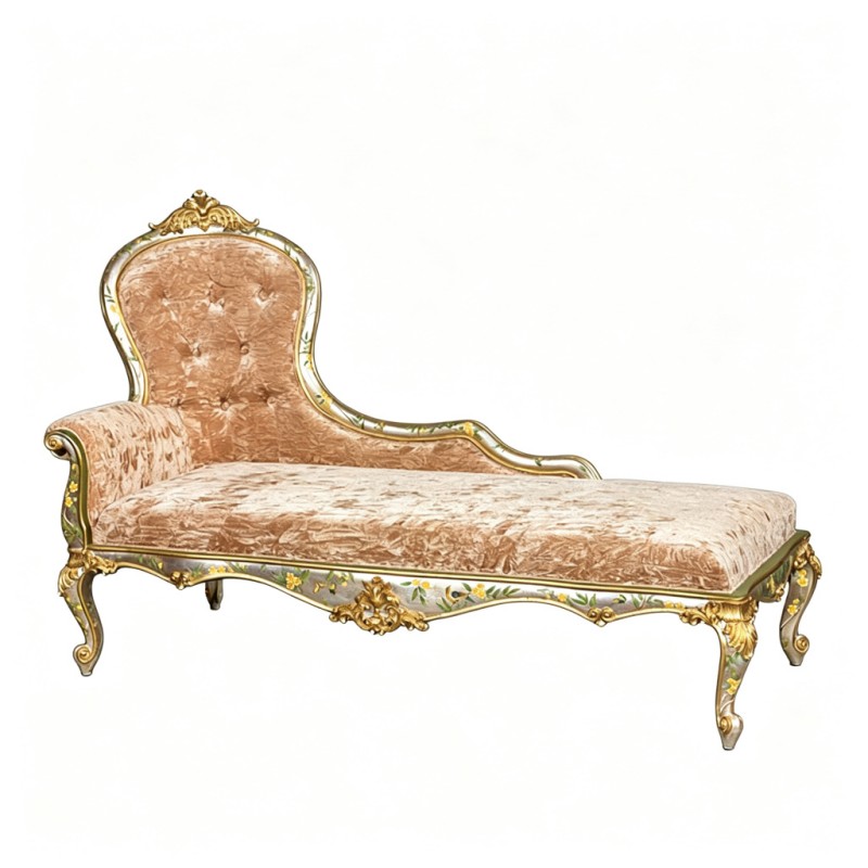Gilded Classic French-Style Carved Chaise Lounge