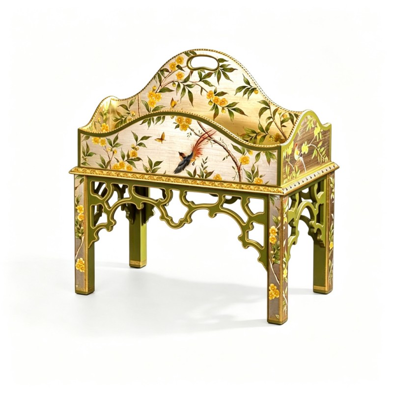 French Bird-Flower Openwork-Carved Display Table