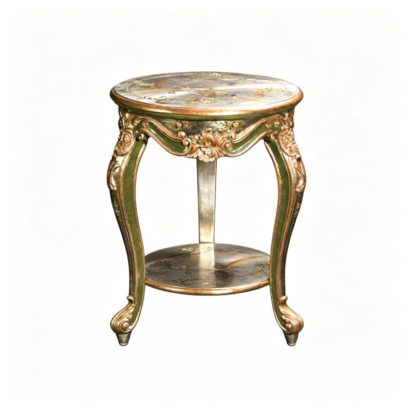 French Classical Round Gilded Carved Side Table