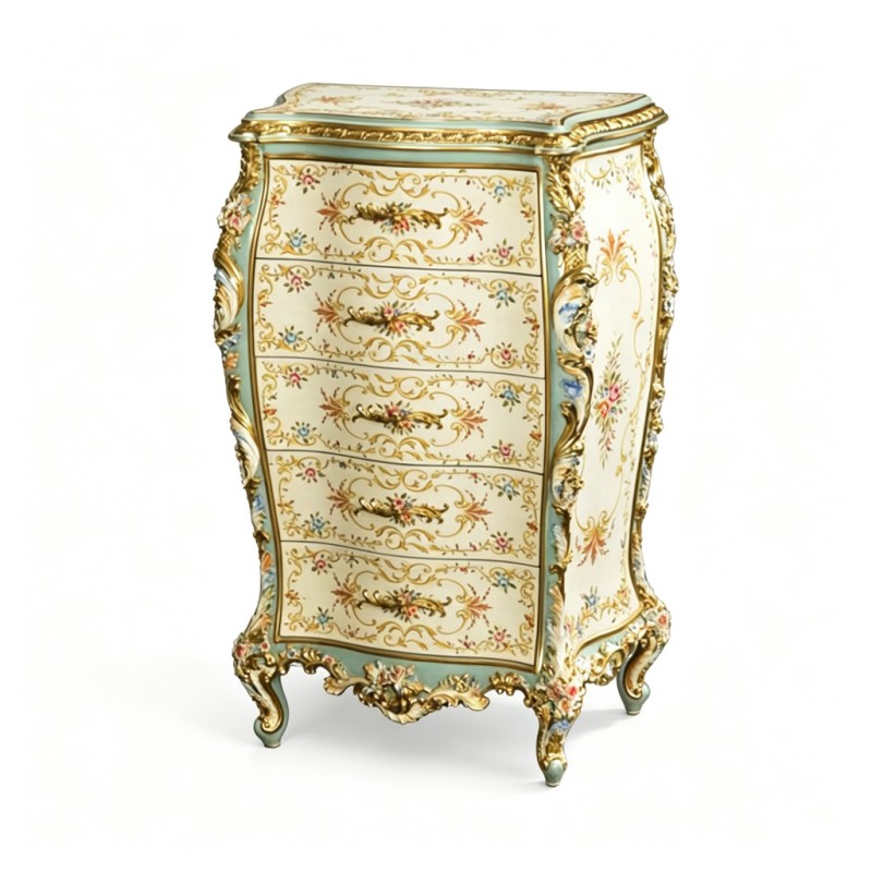 French Rococo Carved Five-Drawer Chest
