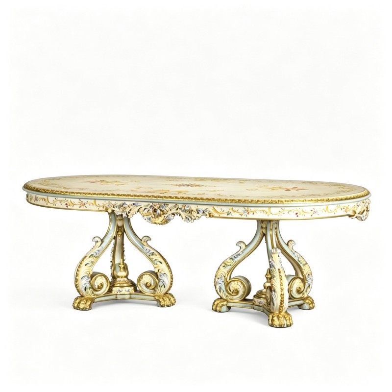 French Classical Oval Rococo Carved Table