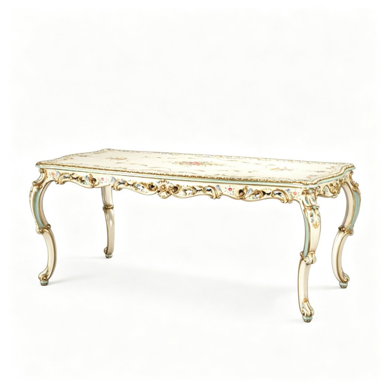 French Classical Rectangular Rococo Carved Coffee Table