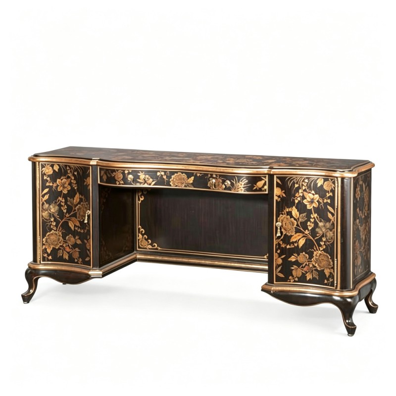 Gilt Classic French-Style Floral Writing Desk
