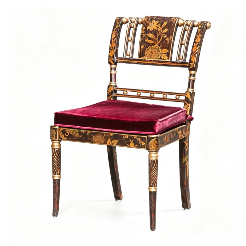 Classic French-Style Carved Velvet Chair