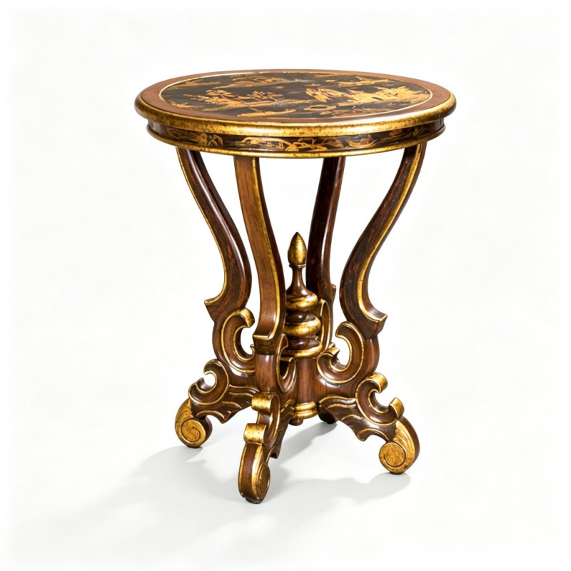 Classic French-Style Scroll Carved Round Table