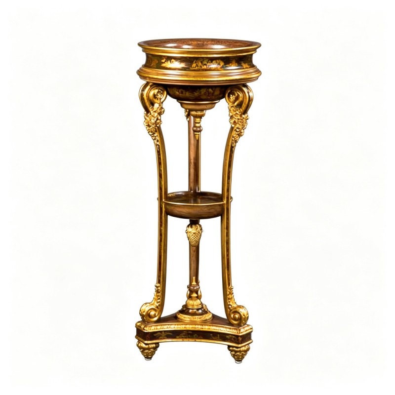 Gilded Classic French-Style Carved Plant Stand