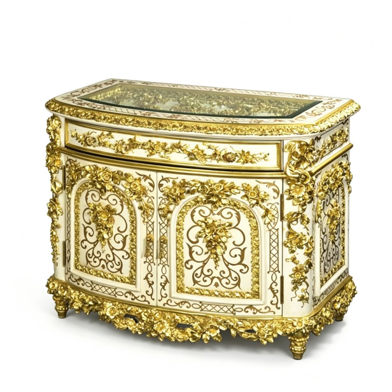 French Rococo Gilded Carved Display Cabinet