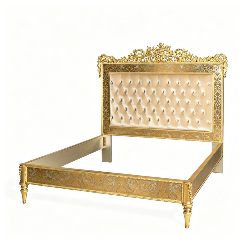 French Classical Gold-Carved Bed Frame