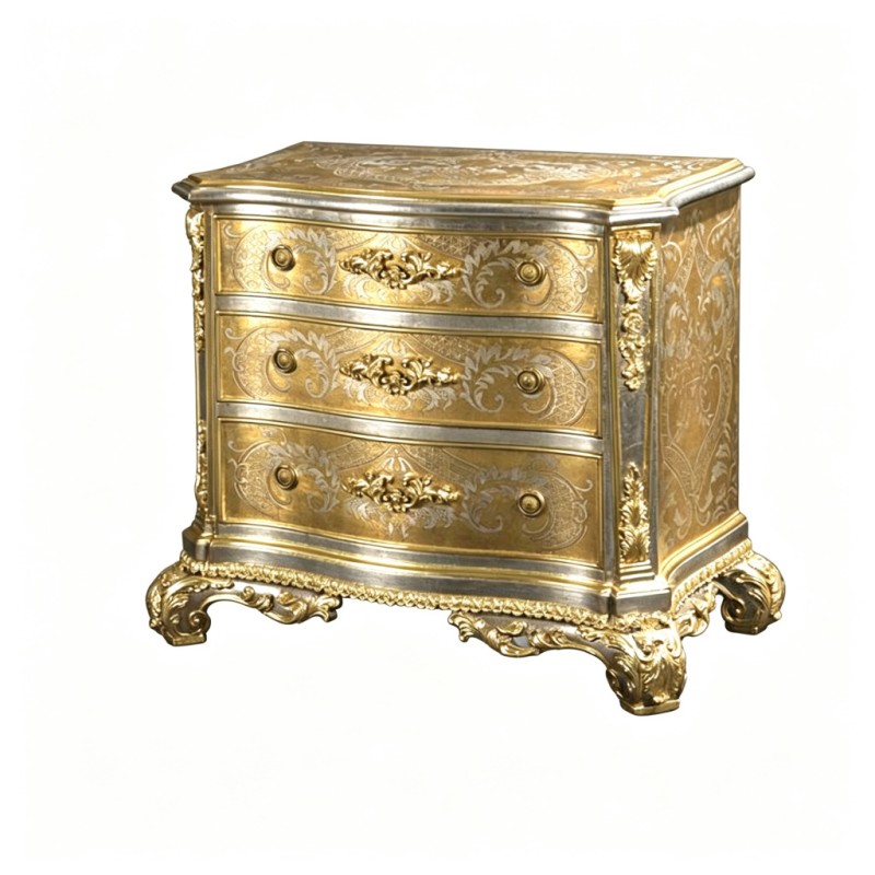 French Classical Gold-Carved Three-Drawer Chest