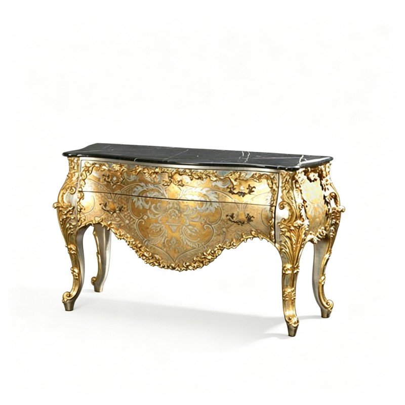 French Classical Gilded Carved Console Cabinet