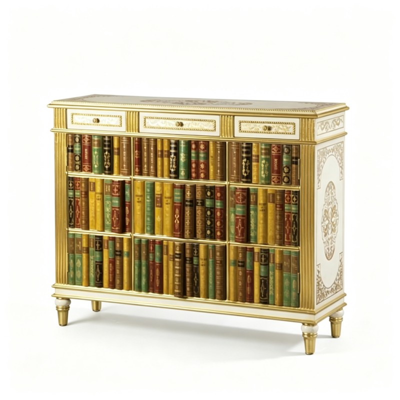 French Classical Gilded Carved Bookcase