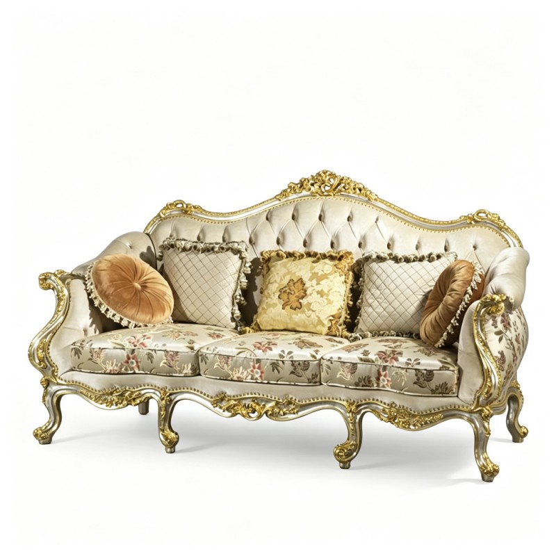 French Classical Gilded Carved Three-Seat Sofa
