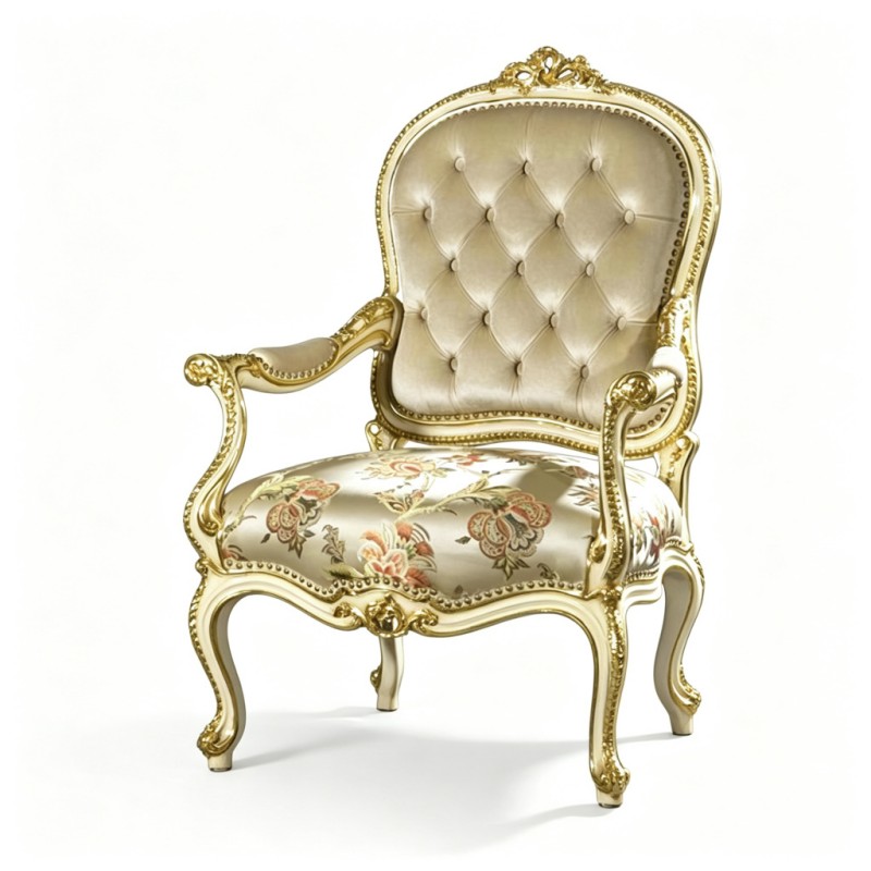 French Classical Gilded Carved Armchair