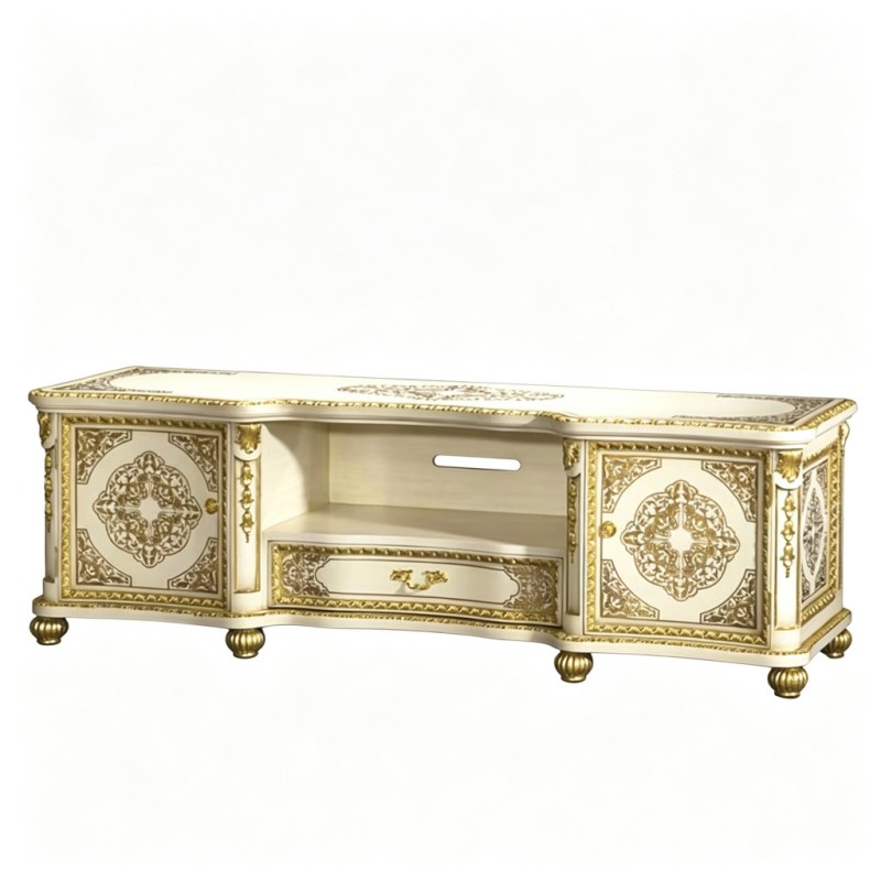French Classical Gilded Carved TV Cabinet