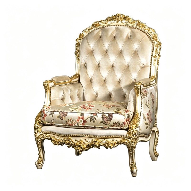 French Classical Gold-Carved Armchair